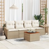 vidaXL Set de sofa pentru grădină 5 pcs Bej, alb 55 x 55 x 37 cm