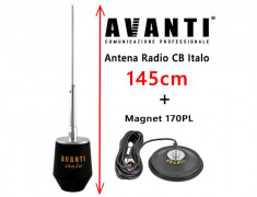 Set Antena Radio CB AVANTI Italo 145cm cu Magnet Avanti 170PL foto