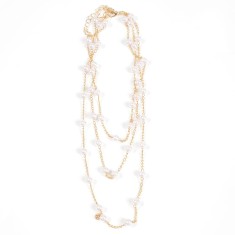 Colier cu perle albe si lanturi aurii fine