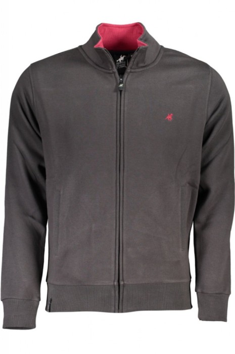 Bluza barbati cu fermoar si maneca lunga gri inchis, M