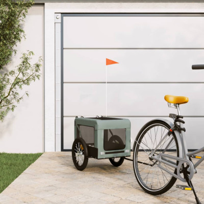 vidaXL Remorcă bicicletă animale companie gri/negru textil oxford/fier foto