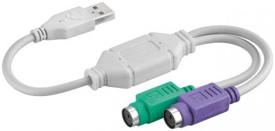 Convertor USB-PS/2 cablu adaptor USB A tata - 2x PS2 mama foto