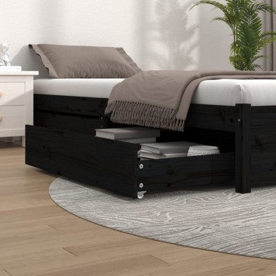Sertare pentru pat, 2 buc., negru, lemn masiv de pin foto