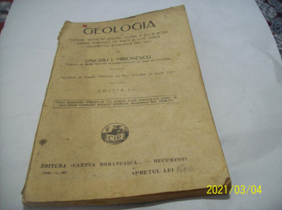 geologia -manual pt clasa III-a -onoriu mironescu 1927 foto