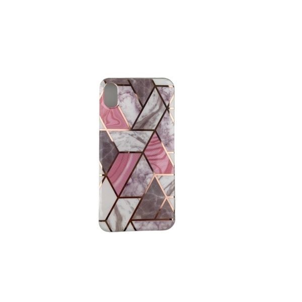 Husa protectie pentru apple iphone xr soft imd tpu marble geometric alb
