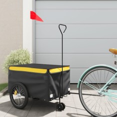 Remorca pentru biciclete, negru si galben, 30 kg, fier GartenMobel Dekor foto