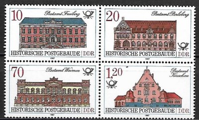 C466 - Germania DDR 1987 - Arhitectura bloc de patru,neuzat,perfecta stare foto