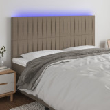 VidaXL Tăblie de pat cu LED, gri taupe, 200x5x118/128 cm, textil