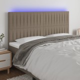 VidaXL Tăblie de pat cu LED, gri taupe, 160x5x118/128 cm, textil