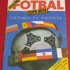 Program meci fotbal VICTORIA Bucuresti-VALENCIA (UEFA 27.09.1989)