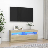 Comodă TV cu lumini LED, stejar sonoma, 100x35x40 cm, vidaXL