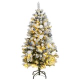 Brad Craciun artificial articulat cu 150 LED-uri/globuri 150 cm