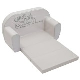 Canapea extensibila copii New Baby Lion Family, bumbac Oeko-Tex, Lion Grey, 9 luni-5 ani