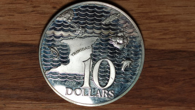 Trinidad &amp;amp; Tobago - ultra rar - 10 dollars 1972 PROOF argint 925 -tiraj 26k- 35g foto