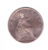 Moneda Marea Britanie 1 penny 1898, uzata, curata