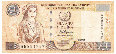 Cipru 1 Pound 2001 Seria AR834737 foto
