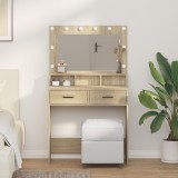 vidaXL Masă de toaletă cu lumini LED, stejar sonoma, 79x41x135 cm