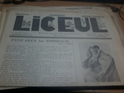 Liceul anul VI nr. 1-4 sep-dec 1939 N. Cretu Evocarea lui Eminescu foto