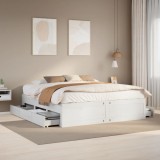 VidaXL Cadru de pat fără saltea/cu sertare, alb, 180x200 cm, lemn pin