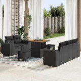 vidaXL Set de canapele pentru grădină cu pernă 8 pcs Negru Poli Rattan 3363894