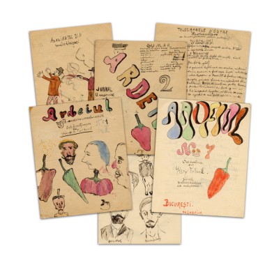 Horia Furtună, manuscrisul revistei Ardeiul + revista Prietenul Copiilor și Școlarilor + diverse manuscrise foto