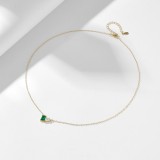 Cumpara ieftin Colier din Argint 925 Aurit cu Pandantiv Geometric, Zirconia Verde Smarald Dreptunghiular si Accente Albe
