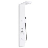 Panou Duș Hidromasaj Malaga White Aluminiu, 145x20x7 cm, Duze Silicon, Cascada, Duș M&acirc;nă, Furtun Inox 1.5m