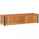 Cumpara ieftin Jardiniera de gradina, 110x30x27,5 cm, lemn masiv acacia/otel
