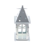 Felinar decorativ, W716, metal + sticla, alb, 17.5 cm