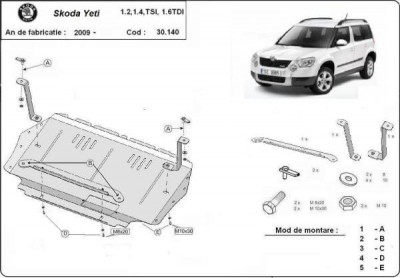 Scut motor metalic Skoda Yeti 1.2Tsi, 1.4Tsi, 1.6Tdi 2009-2011 foto