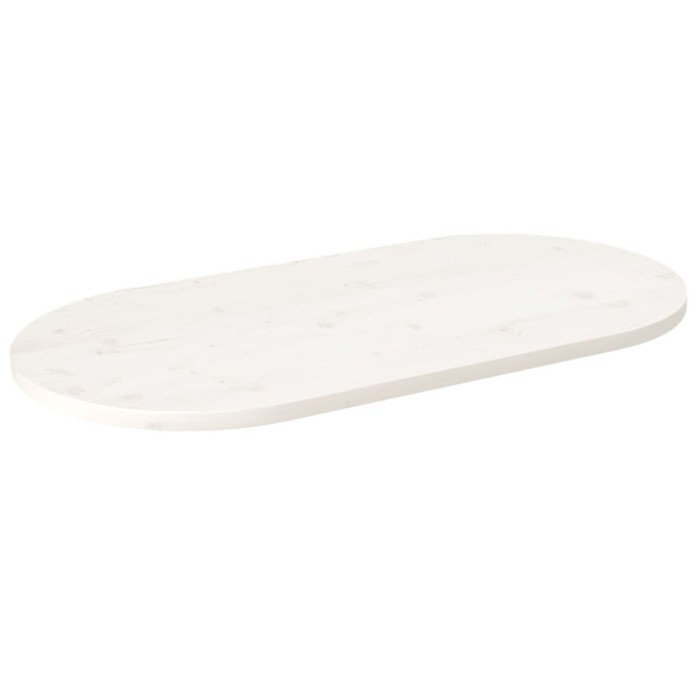 Gossi blat de masa, alb, 100x50x2,5 cm, lemn masiv de pin, oval