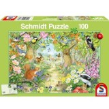 Puzzle 100 piese, Animale in padure, Schimdt