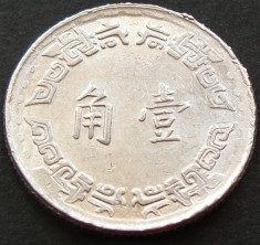 Moneda EXOTICA 1 JEN / JIAO - TAIWAN, anul 1967 *cod 1965 A