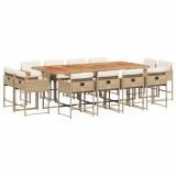 Cumpara ieftin Set mobilier de gradina cu perne, 13 piese, bej, poliratan