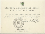 TSV % - CARNET LEGIUNEA ARHANGHELULUI MIHAIL AJUTORUL LEGIONAR 13 IANUARIE 1941, Stampilat