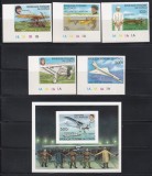 Congo 1977 - Istoria aviației de la Traian Vuia, p&acirc;nă la TU 144, Serie NDT + Colita NDT + 5 Colite DE LUX NDT, 4 POZE, SET COMPLET, MNH