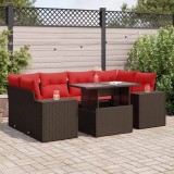 Gossi set canapele de gradina cu perne, 7 piese, maro, poliratan