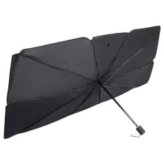 Parasolar Auto Pliabil pentru parbriz masina, NEVERMORE, in Forma de Umbrela, Rezistent UV, 115 x 65 cm, Negru