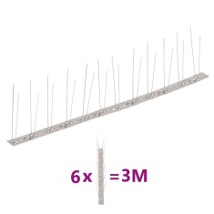 vidaXL Set bandă cu țepi antipăsări cu 2 r&acirc;nduri, 6 buc., oțel, 3 m