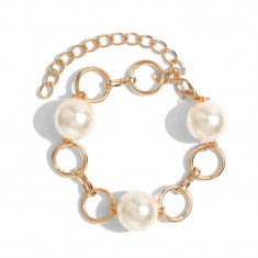 Bratara Darla, aurie, decorata cu perle, reglabila - Colectia Universe of Pearls