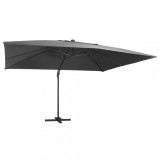 vidaXL Umbrelă &icirc;n consolă cu LED st&acirc;lp din aluminiu antracit 400x300cm