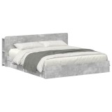 vidaXL Cadru de pat cu depozitare cu sertar Gri Beton 200 x 200 cm 3433606