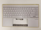 Carcasa superioara cu tastatura palmrest Laptop, Asus, ZenBook 14 UM425I, UM425IA, 90NB0RT2-R31UI1, 90NB0RT2-R31UI0, UX425IA-2P, iluminata, argintie,
