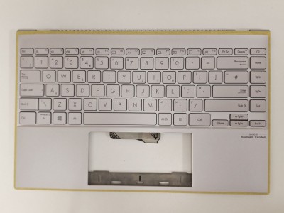 Carcasa superioara cu tastatura palmrest Laptop, Asus, ZenBook 14 UM425I, UM425IA, 90NB0RT2-R31UI1, 90NB0RT2-R31UI0, UX425IA-2P, iluminata, argintie, foto