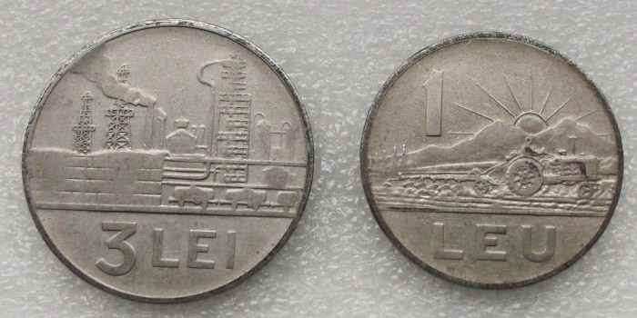 G5. ROMANIA RPR lot 1 leu si 3 lei 1963 **
