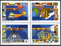 s3 Brazilia 1989 - Posta,4 v.in bloc neuzat,perfecta stare