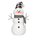 Figurină Decorativă Crăciun, Om de Zăpadă, Poliester, Alb/Negru, 49 cm