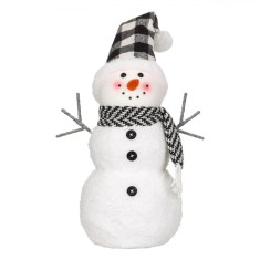 Figurină Decorativă Crăciun, Om de Zăpadă, Poliester, Alb/Negru, 49 cm