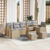 VidaXL Set de canapele pentru grădină cu pernă 10 pcs Bej Rattan poli 3362382