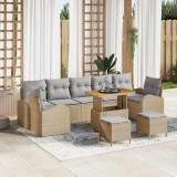 Cumpara ieftin Set de canapele pentru grădină cu pernă 10 pcs Bej Rattan poli